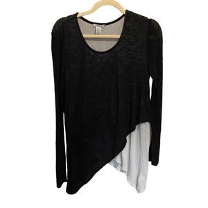 bar III Women Large Crossover Front Asymmetrical Hem Lightweight Knit Top Blouse